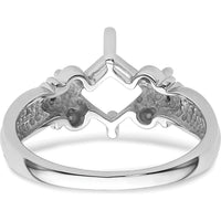 10K White Gold Ring Mounting with Polished Finish and Rhodium Plating - 8mm Top Length and Width