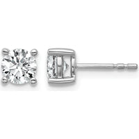 10K White Gold Round Diamond 4-Prong Stud Earrings - 1.00 Carats Total Diamond Weight by Oro Pregiato