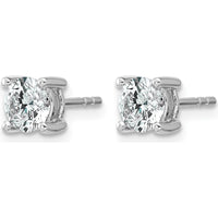 10K White Gold Round Diamond 4-Prong Stud Earrings - 1.00 Carats Total Diamond Weight by Oro Pregiato