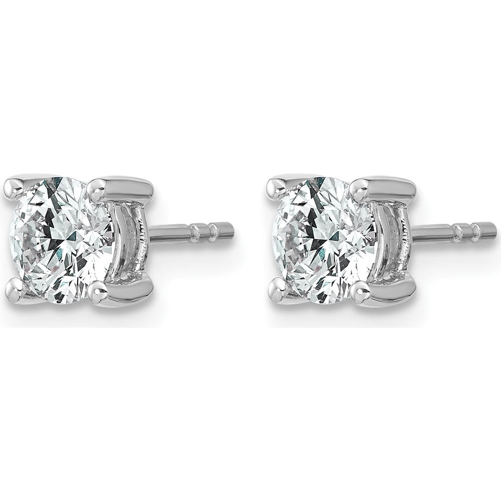 10K White Gold Round Diamond 4-Prong Stud Earrings - 1.00 Carats Total Diamond Weight by Oro Pregiato