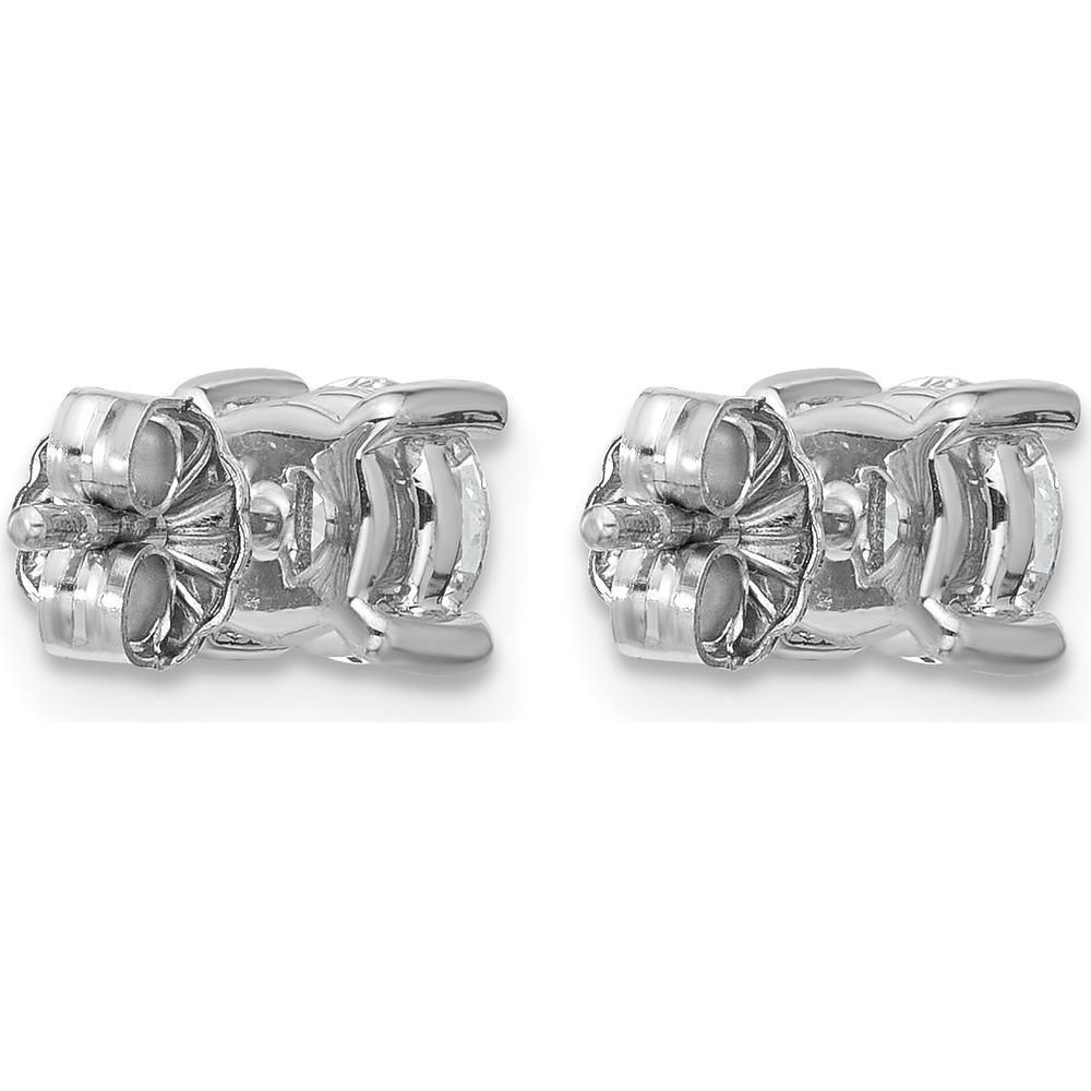 10K White Gold Round Diamond 4-Prong Stud Earrings - 1.00 Carats Total Diamond Weight by Oro Pregiato