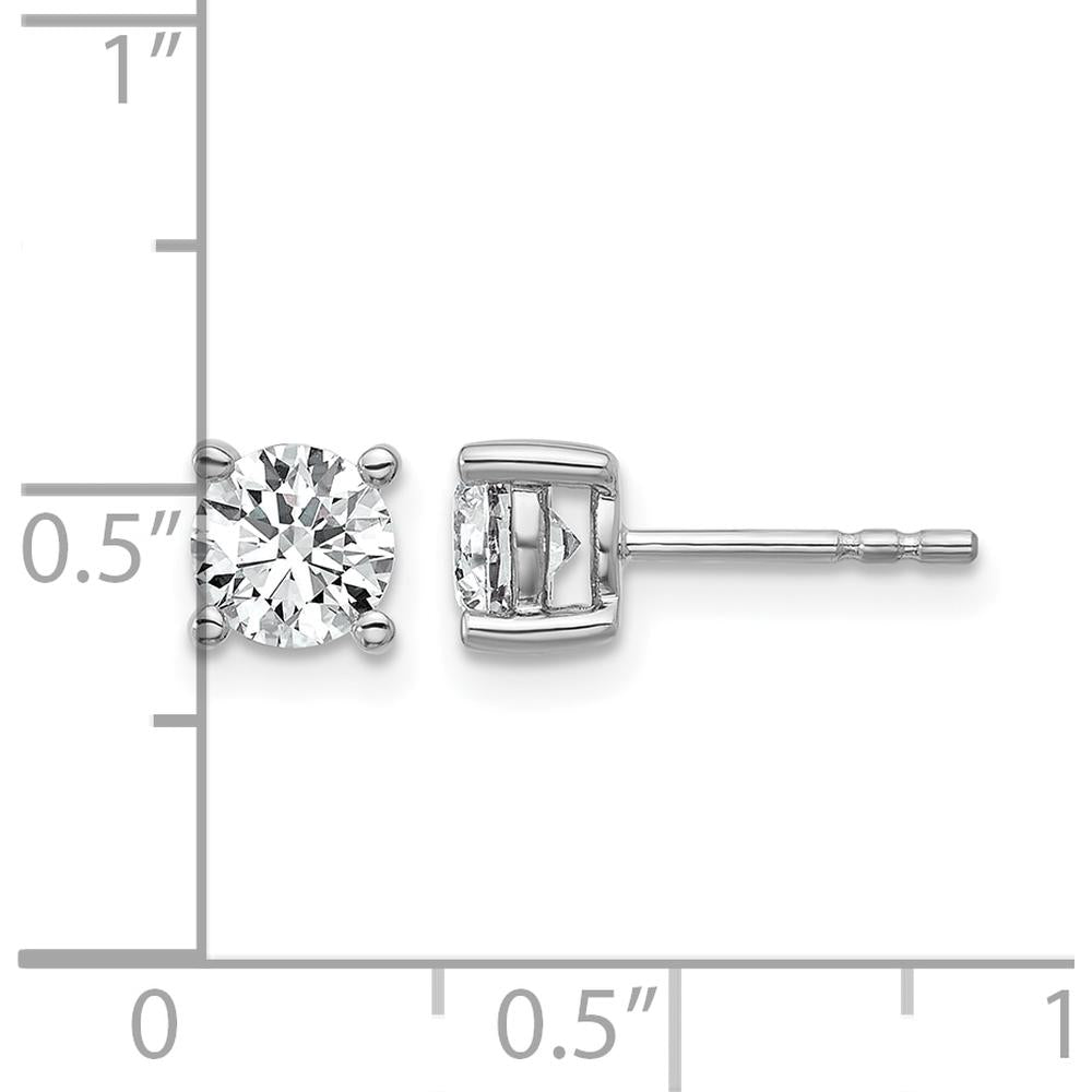 10K White Gold Round Diamond 4-Prong Stud Earrings - 1.00 Carats Total Diamond Weight by Oro Pregiato
