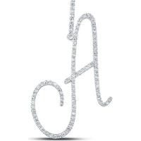 10K White Gold Round Diamond A Initial Letter Pendant - 1/2 Carat Total Diamond Weight