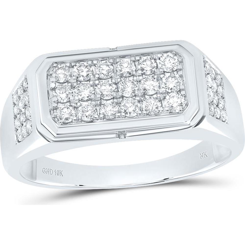 10K White Gold Round Diamond Band Ring - 1.02 Carat Total Diamond Weight
