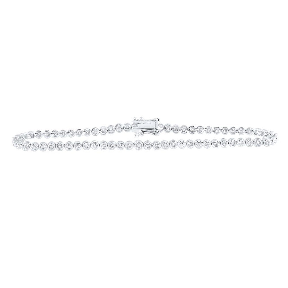 10K White Gold Round Diamond Bracelet - 1/3 Carat Total Diamond Weight