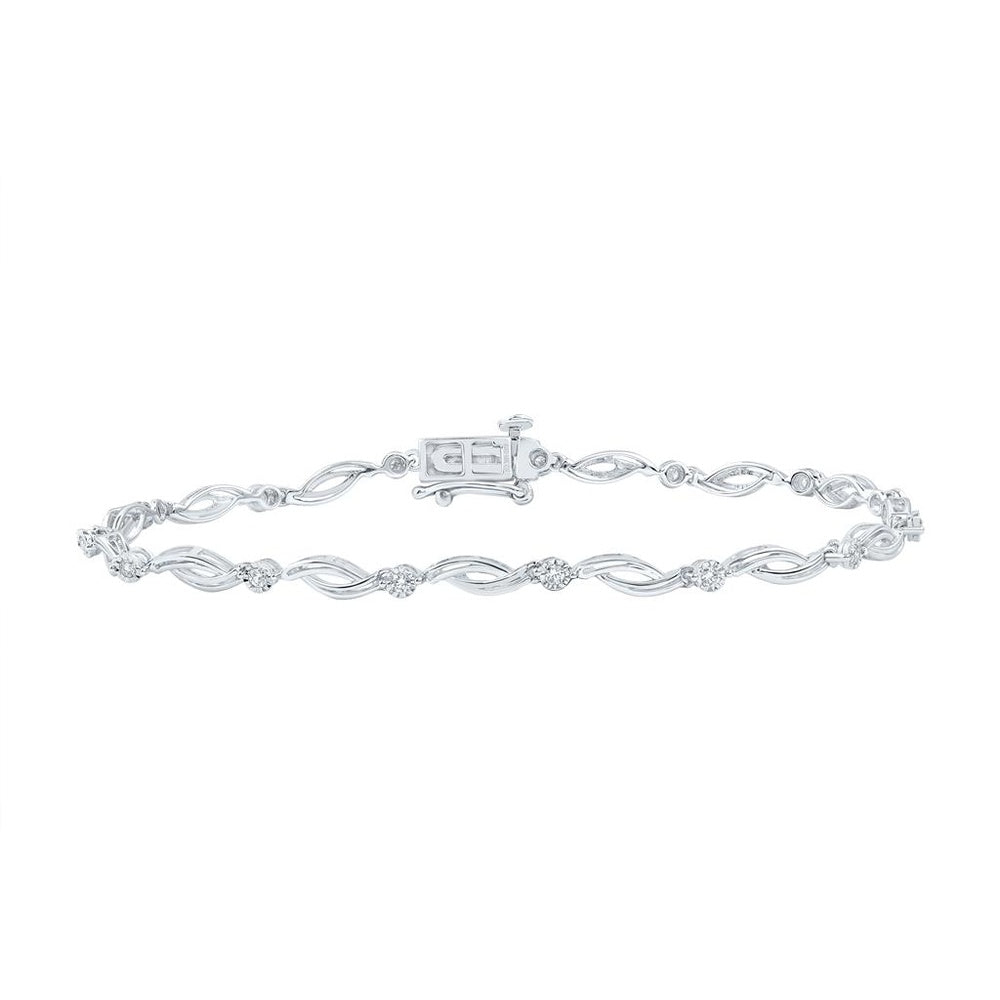 10K White Gold Round Diamond Bracelet - 1/4 Carat Total Diamond Weight
