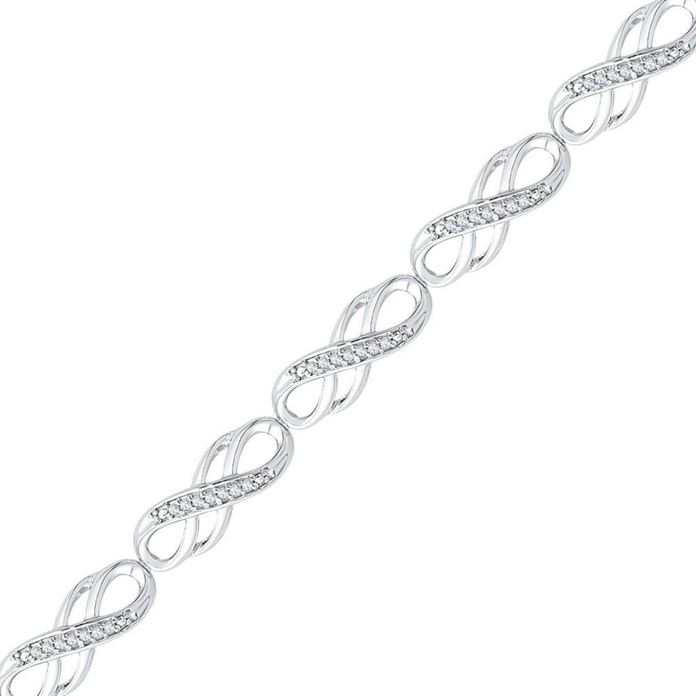 10K White Gold Round Diamond Bracelet - 1/4 Carat Total Diamond Weight