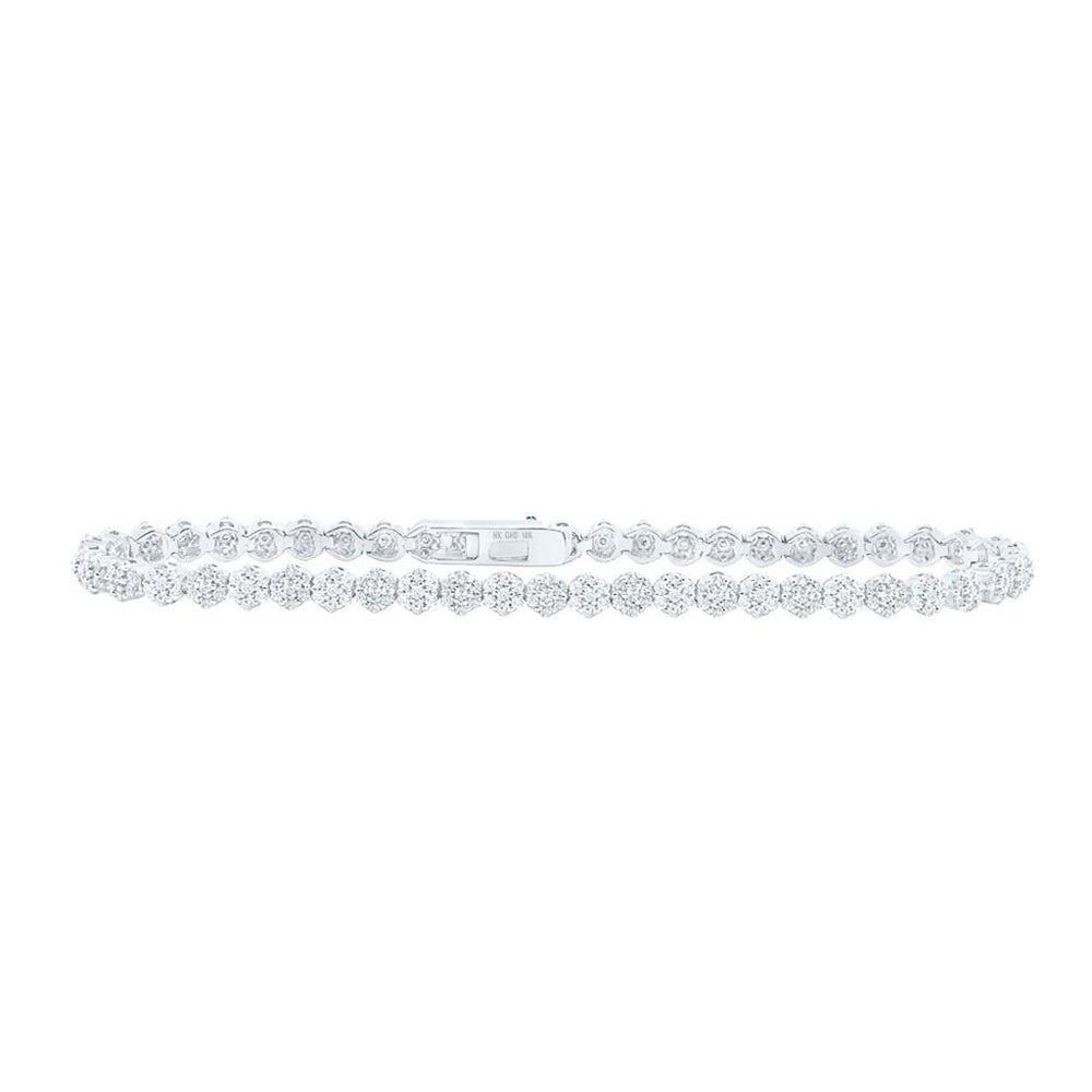 10K White Gold Round Diamond Bracelet 2 - 2 and 1/5 Carat Total Diamond Weight