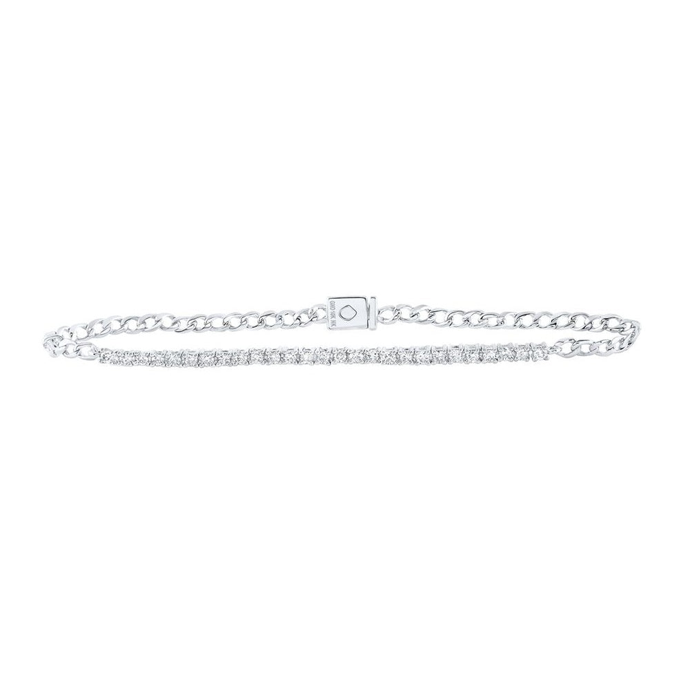 10K White Gold Round Diamond Bracelet - 3/4 Carat Total Diamond Weight