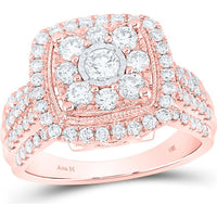 10K White Gold Round Diamond Bridal Engagement Ring - 1.57 Carat Total Diamond Weight