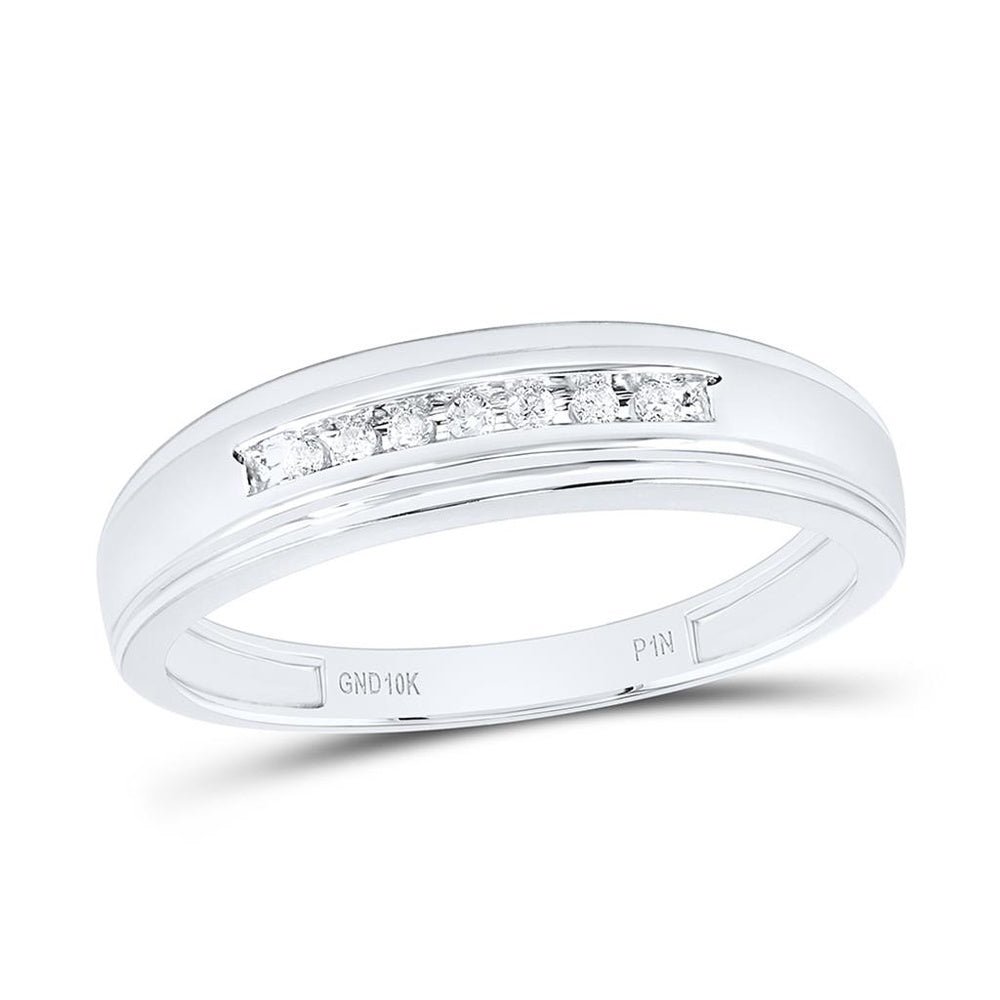 10K White Gold Round Diamond Bridal Ring - 1/12 Carat Total Diamond Weight