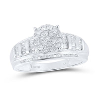 10K White Gold Round Diamond Bridal Ring - 1/2 Carat Total Diamond Weight