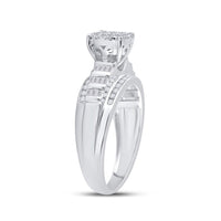 10K White Gold Round Diamond Bridal Ring - 1/2 Carat Total Diamond Weight