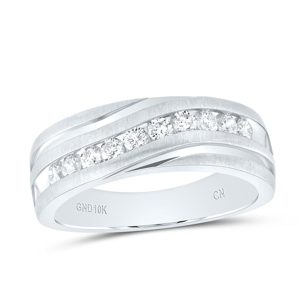 10K White Gold Round Diamond Bridal Ring - 1/2 Carat Total Diamond Weight