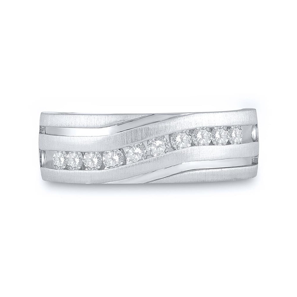 10K White Gold Round Diamond Bridal Ring - 1/2 Carat Total Diamond Weight