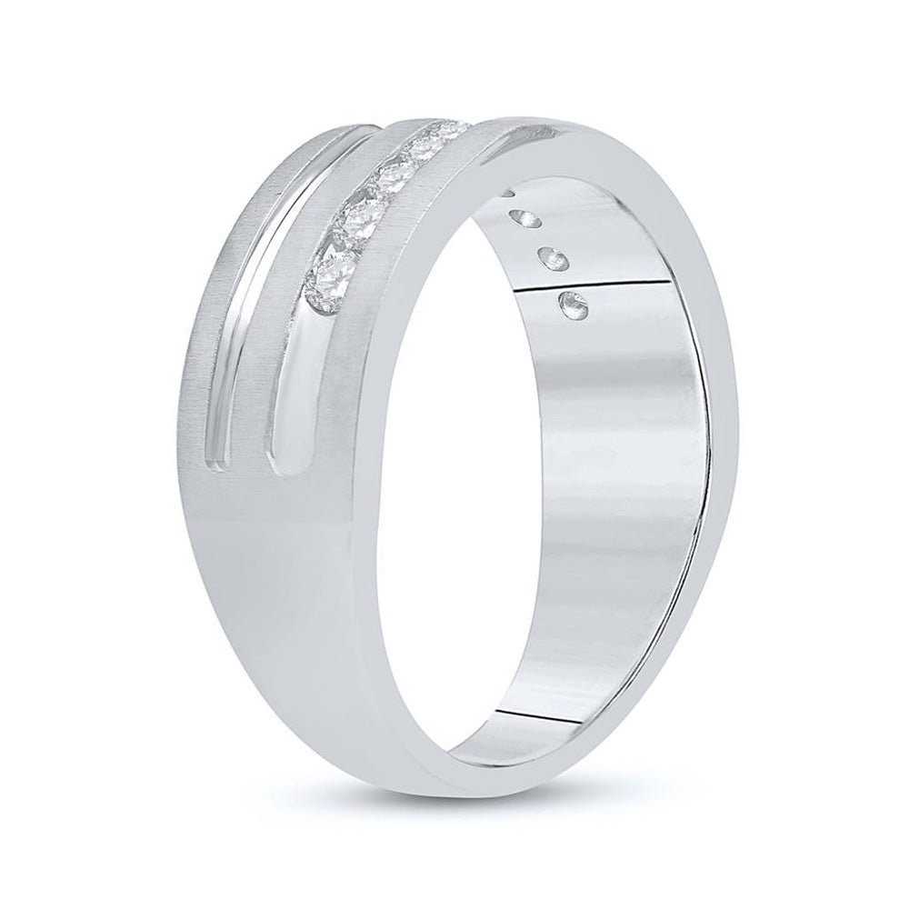 10K White Gold Round Diamond Bridal Ring - 1/2 Carat Total Diamond Weight
