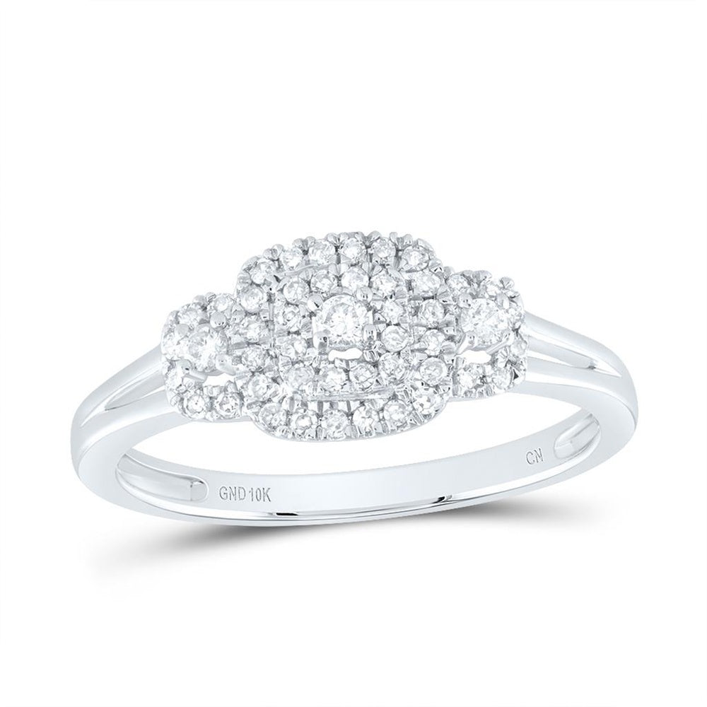 10K White Gold Round Diamond Bridal Ring - 1/4 Carat Total Diamond Weight