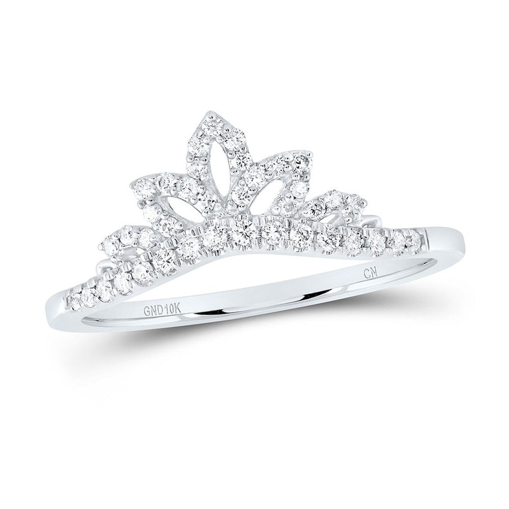 10K White Gold Round Diamond Bridal Ring - 1/5 Carat Total Diamond Weight