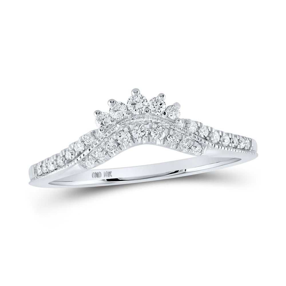 10K White Gold Round Diamond Bridal Ring - 1/5 Carat Total Diamond Weight