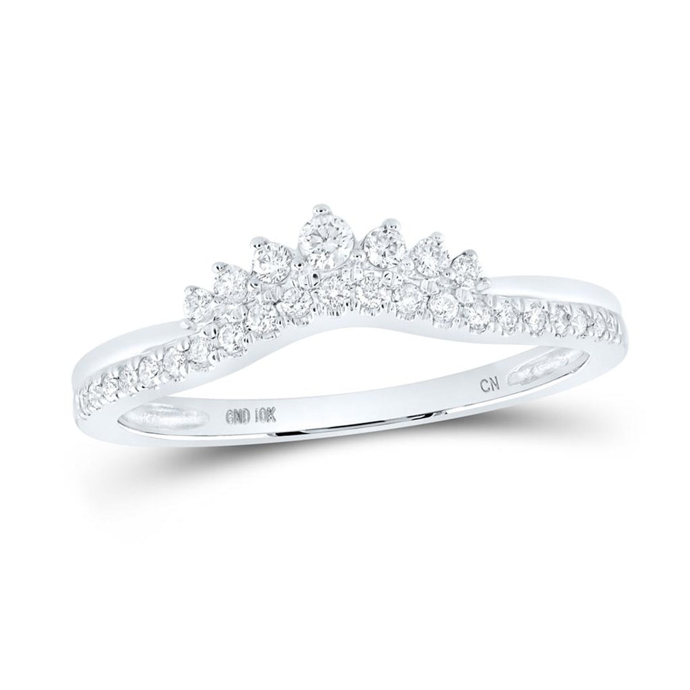 10K White Gold Round Diamond Bridal Ring - 1/5 Carat Total Diamond Weight