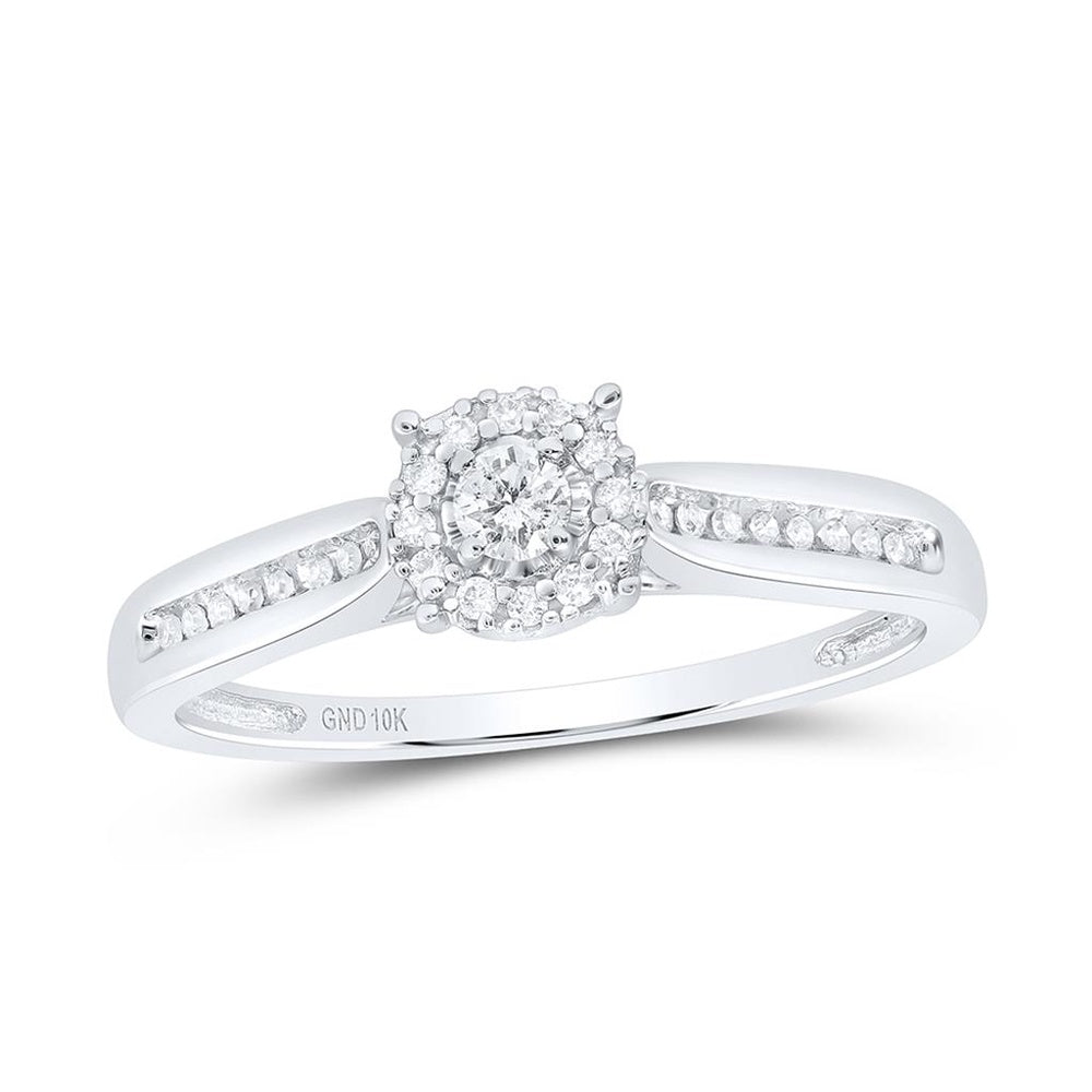 10K White Gold Round Diamond Bridal Ring - 1/6 Carat Total Diamond Weight