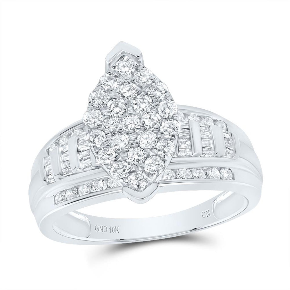 10K White Gold Round Diamond Bridal Ring - 1 Carat Total Diamond Weight