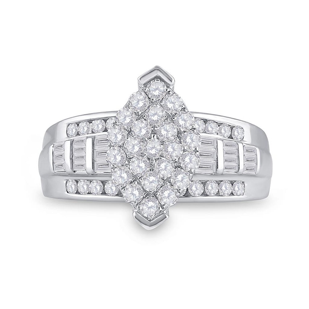 10K White Gold Round Diamond Bridal Ring - 1 Carat Total Diamond Weight