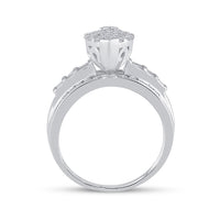 10K White Gold Round Diamond Bridal Ring - 1 Carat Total Diamond Weight