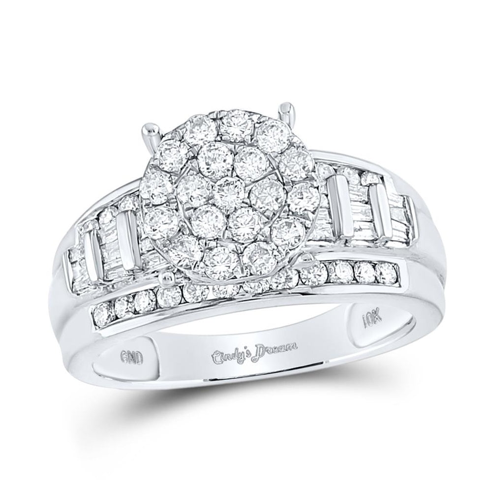 10K White Gold Round Diamond Bridal Ring - 1 Carat Total Diamond Weight