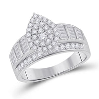 10K White Gold Round Diamond Bridal Ring - 1 Carat Total Diamond Weight