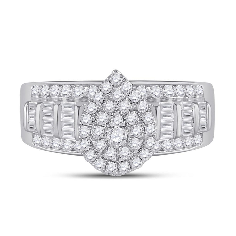 10K White Gold Round Diamond Bridal Ring - 1 Carat Total Diamond Weight