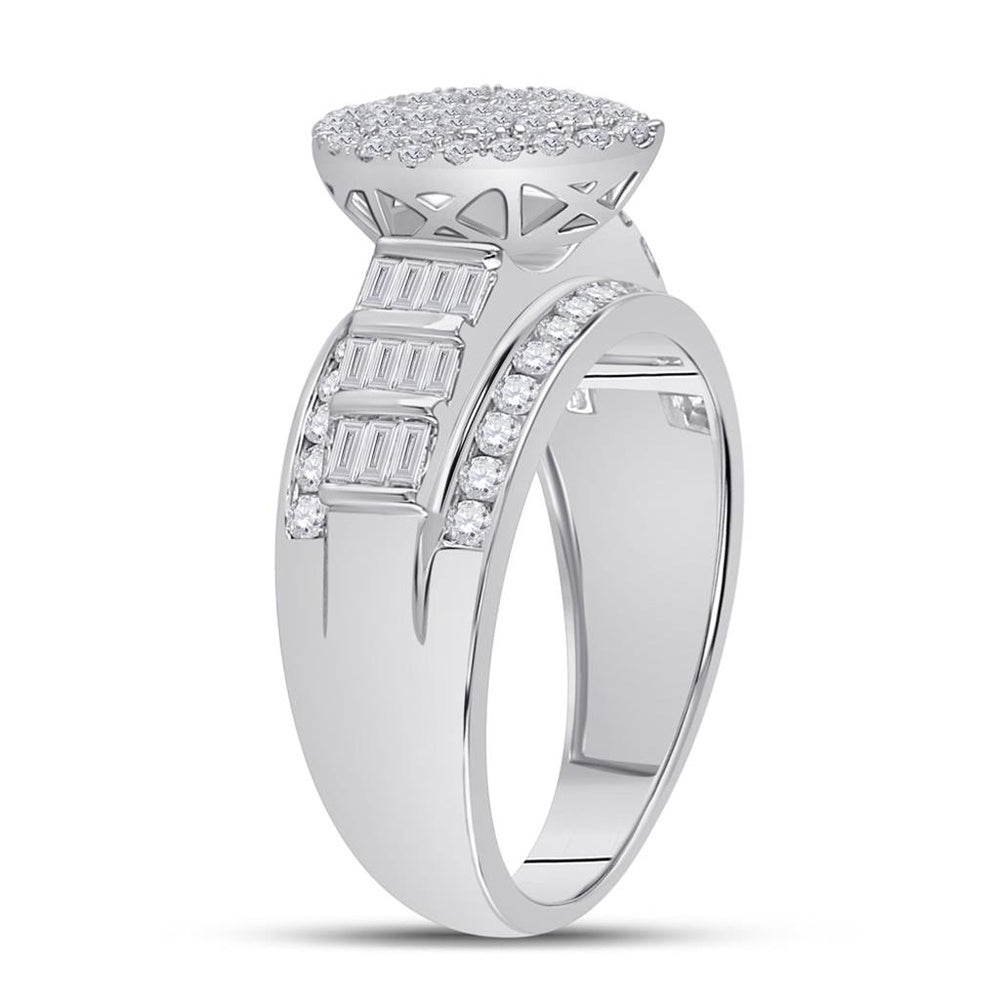 10K White Gold Round Diamond Bridal Ring - 1 Carat Total Diamond Weight