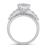 10K White Gold Round Diamond Bridal Ring - 1 Carat Total Diamond Weight