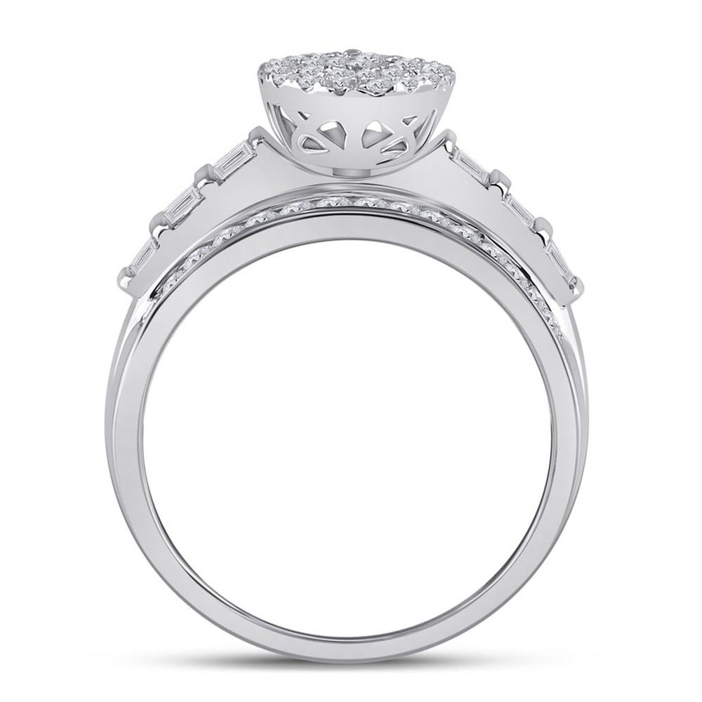 10K White Gold Round Diamond Bridal Ring - 1 Carat Total Diamond Weight