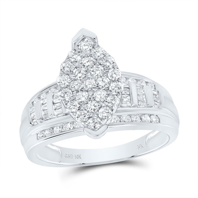 10K White Gold Round Diamond Bridal Ring - 1 Carat Total Diamond Weight