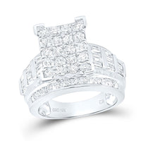 10K White Gold Round Diamond Bridal Ring - 2 Carat Total Diamond Weight