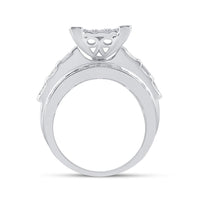 10K White Gold Round Diamond Bridal Ring - 2 Carat Total Diamond Weight