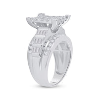 10K White Gold Round Diamond Bridal Ring - 2 Carat Total Diamond Weight