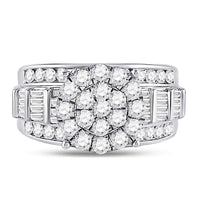 10K White Gold Round Diamond Bridal Ring - 2 Carat Total Diamond Weight