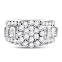 10K White Gold Round Diamond Bridal Ring - 2 Carat Total Diamond Weight
