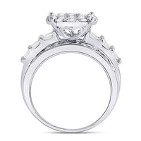 10K White Gold Round Diamond Bridal Ring - 2 Carat Total Diamond Weight