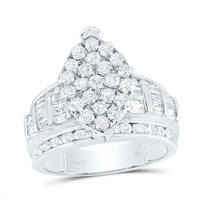 10K White Gold Round Diamond Bridal Ring - 2 Carat Total Diamond Weight