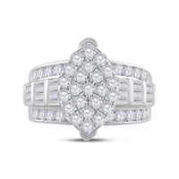 10K White Gold Round Diamond Bridal Ring - 2 Carat Total Diamond Weight