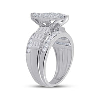 10K White Gold Round Diamond Bridal Ring - 2 Carat Total Diamond Weight