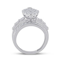 10K White Gold Round Diamond Bridal Ring - 2 Carat Total Diamond Weight