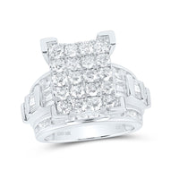 10K White Gold Round Diamond Bridal Ring - 3 Carat Total Diamond Weight