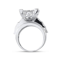 10K White Gold Round Diamond Bridal Ring - 3 Carat Total Diamond Weight