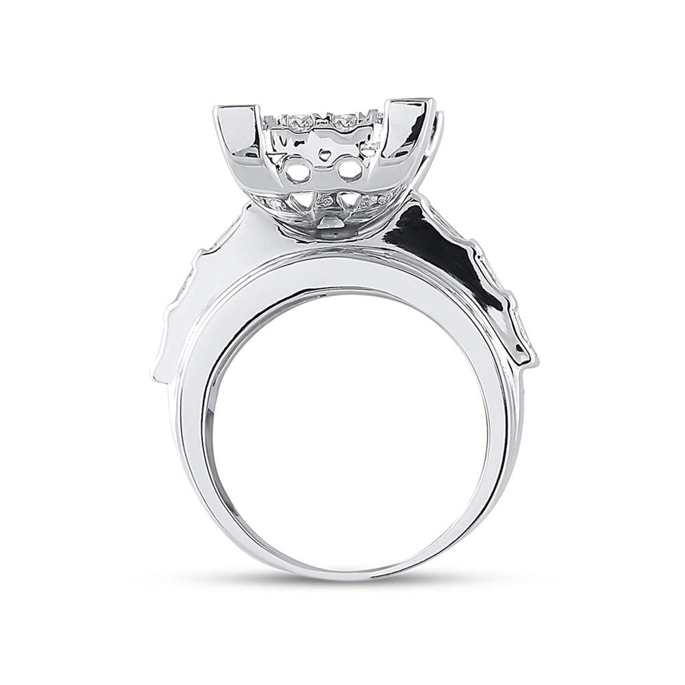 10K White Gold Round Diamond Bridal Ring - 3 Carat Total Diamond Weight