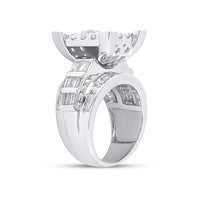 10K White Gold Round Diamond Bridal Ring - 3 Carat Total Diamond Weight