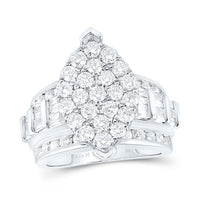 10K White Gold Round Diamond Bridal Ring - 3 Carat Total Diamond Weight